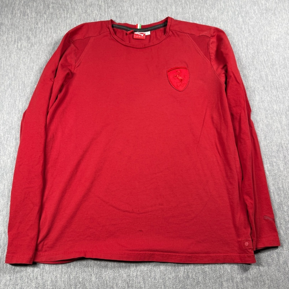 Puma Shirt Men Large Red Scuderia Ferrari Formula 1 Racing Long Sleeve Cotton Te